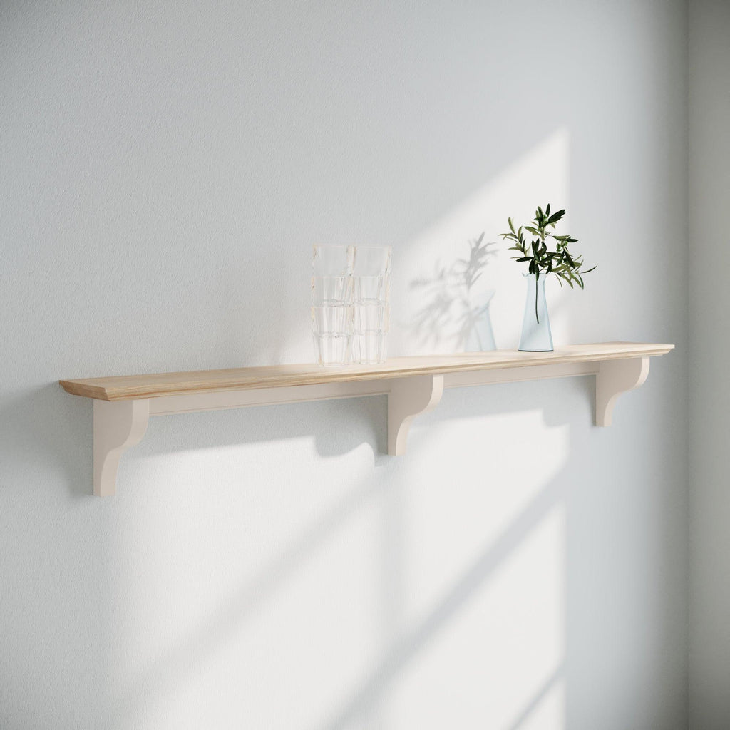 Shaker Shelf | Oak Top | 13cm Deep | Farrow & Ball - Elephant's Breath - Furneco