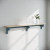 Shaker Shelf | Oak Top | 13cm Deep | Farrow & Ball - Stiffkey Blue - Furneco