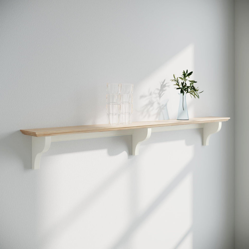 Shaker Shelf | Oak Top | 13cm Deep | Farrow & Ball - Wimborne White - Furneco